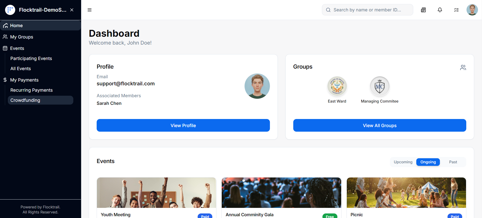 FlockTrail User Dashboard
